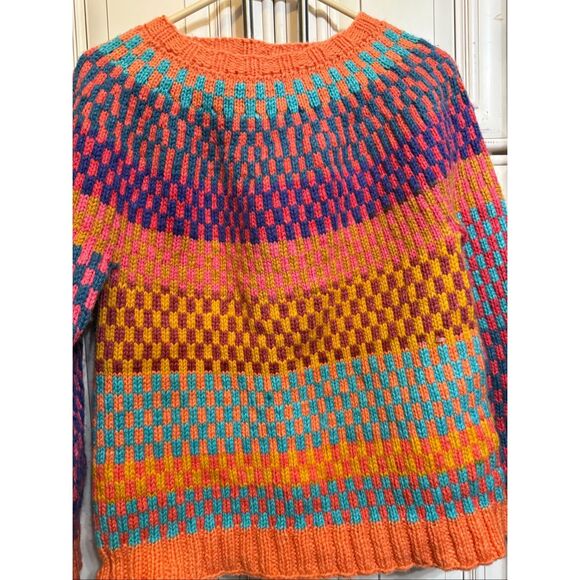 Custom Made Women's Mosaic Striped Knit Pullover Sweater Multicolor Size Small - Picture 6 of 6